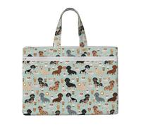 Hnnkloy Carini bassotti alla menta e caffè,Borsa portadocumenti in tela con cerniera, borsa a mano, valigetta per scuola e ufficio