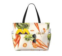 Hnnkloy Carote disegnate a mano ad acquerello,Borsa da spiaggia di grande capacità, borsa da viaggio a tracolla per donna, borsa a mano impermeabile