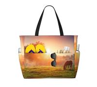 Hnnkloy Cavallo al crepuscolo,Borsa da spiaggia di grande capacità, borsa da viaggio a tracolla per donna, borsa a mano impermeabile