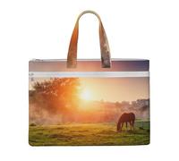 Hnnkloy Cavallo al crepuscolo,Borsa portadocumenti in tela con cerniera, borsa a mano, valigetta per scuola e ufficio