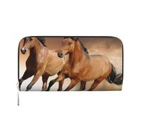 Hnnkloy Cavallo che corre, animale selvaggio, Portafogli in pelle PU, grande capacità, portafoglio con pochette per uomo e donna