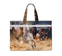 Hnnkloy Cavallo selvaggio che corre contro la tempesta di sabbia,Borsa portadocumenti in tela con cerniera, borsa a mano, valigetta per scuola e ufficio
