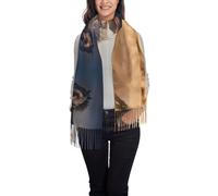 Hnnkloy Cavallo selvaggio che corre contro la tempesta di sabbia,Sciarpa in cashmere imitazione moda da donna, scialle leggero con nappe 197x72 cm