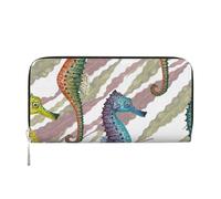 Hnnkloy Cavalluccio marino Laminaria, Portafogli in pelle PU, grande capacità, portafoglio con pochette per uomo e donna