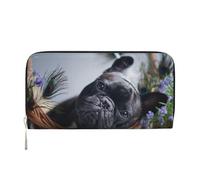 Hnnkloy Centro commerciale Bulldog francesi Cani neri Animali domestici, Portafogli in pelle PU, grande capacità, portafoglio con pochette per uomo e donna