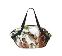 Hnnkloy Cervo e giraffa ad acquerello,Tappetino da campeggio multifunzionale pieghevole, coperta da picnic utilizzabile anche come borsa da campeggio.