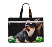 Hnnkloy Chihuahua Cane Carino,Borsa portadocumenti in tela con cerniera, borsa a mano, valigetta per scuola e ufficio