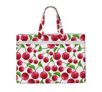 Hnnkloy Ciliegie rosse stampate,Borsa portadocumenti in tela con cerniera, borsa a mano, valigetta per scuola e ufficio