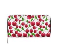 Hnnkloy Ciliegie rosse stampate, Portafogli in pelle PU, grande capacità, portafoglio con pochette per uomo e donna