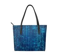 Hnnkloy Codice binario blu del programmatore,Borsa a mano in pelle PU, borsa tote di grande capacità, borsa a tracolla da donna per lavoro e viaggi.