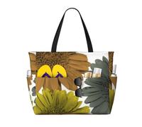 Hnnkloy Colori moderni autunnali, gerbere e margherite floreali,Borsa da spiaggia di grande capacità, borsa da viaggio a tracolla per donna, borsa a mano impermeabile