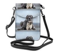 Hnnkloy Concetti di amicizia tra cani Cane Corso e carlini,Borsette per cellulari da donna, piccole borse a tracolla - Portafoglio per cellulare in pelle PU con scomparti per carte di credito