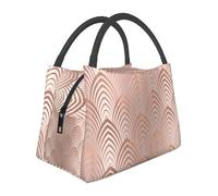 Hnnkloy Conchiglie Art Déco color rosa, rame e grigio, con squame.,Borsa termica portatile, borsa porta pranzo isolata, borsa termica resistente, borsa frigo riutilizzabile