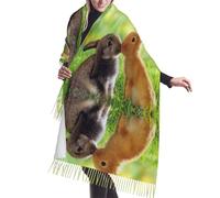 Hnnkloy Coniglio Amore Stampato,Sciarpa da donna in finto cashmere, grande, leggera, con nappe, stile alla moda, 196x68 cm
