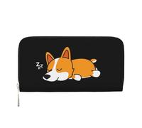 Hnnkloy Corgi carino che dorme, Portafogli in pelle PU, grande capacità, portafoglio con pochette per uomo e donna