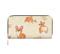 Hnnkloy Corgi con ossa e parole, Portafogli in pelle PU, grande capacità, portafoglio con pochette per uomo e donna