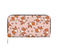 Hnnkloy Corgi dei cartoni animati, Portafogli in pelle PU, grande capacità, portafoglio con pochette per uomo e donna