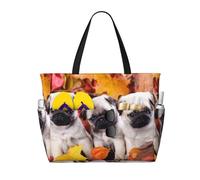 Hnnkloy Cuccioli di carlino,Borsa da spiaggia di grande capacità, borsa da viaggio a tracolla per donna, borsa a mano impermeabile