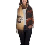 Hnnkloy Cuccioli di Setter Inglese Autunno Animali Domestici Cani Inglese,Sciarpa in cashmere imitazione moda da donna, scialle leggero con nappe 197x72 cm