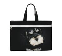 Hnnkloy Cucciolo di Schnauzer nano,Borsa portadocumenti in tela con cerniera, borsa a mano, valigetta per scuola e ufficio