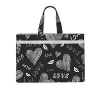 Hnnkloy Cuori scritti a mano Parole d'amore,Borsa portadocumenti in tela con cerniera, borsa a mano, valigetta per scuola e ufficio