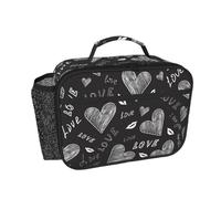 Hnnkloy Cuori scritti a mano Parole d'amore,Borsa termica portatile, resistente, borsa porta pranzo isolante, borsa frigo riutilizzabile