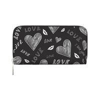 Hnnkloy Cuori scritti a mano, parole d'amore, Portafogli in pelle PU, grande capacità, portafoglio con pochette per uomo e donna