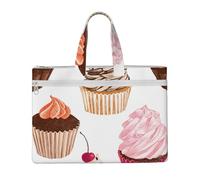 Hnnkloy Cupcake carini,Borsa portadocumenti in tela con cerniera, borsa a mano, valigetta per scuola e ufficio