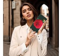 Hnnkloy Dalia rossa, Portafogli in pelle PU, grande capacità, portafoglio con pochette per uomo e donna