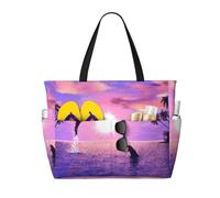 Hnnkloy Delfini al tramonto,Borsa da spiaggia di grande capacità, borsa da viaggio a tracolla per donna, borsa a mano impermeabile
