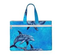 Hnnkloy Delfini,Borsa portadocumenti in tela con cerniera, borsa a mano, valigetta per scuola e ufficio