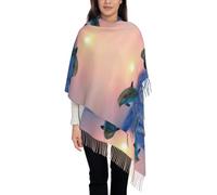 Hnnkloy Delfino tursiope all'alba,Sciarpa da donna in cashmere imitazione grande e alla moda, scialle leggero con nappe, 197x72 cm