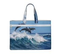 Hnnkloy Delfino tursiope comune,Borsa portadocumenti in tela con cerniera, borsa a mano, valigetta per scuola e ufficio