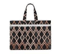 Hnnkloy Diamanti Geo Rame e Nero,Borsa portadocumenti in tela con cerniera, borsa a mano, valigetta per scuola e ufficio