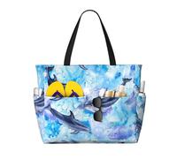 Hnnkloy Dipingere il delfino,Borsa da spiaggia di grande capacità, borsa da viaggio a tracolla per donna, borsa a mano impermeabile