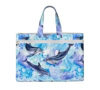 Hnnkloy Dipingere il delfino,Borsa portadocumenti in tela con cerniera, borsa a mano, valigetta per scuola e ufficio