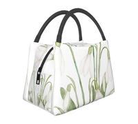 Hnnkloy Dipinto botanico ad acquerello di un bucaneve bianco,Borsa termica portatile, borsa porta pranzo isolata, borsa termica resistente, borsa frigo riutilizzabile