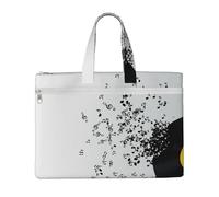 Hnnkloy Disco in vinile strappato e note musicali che volano nell'aria,Borsa portadocumenti in tela con cerniera, borsa a mano, valigetta per scuola e ufficio