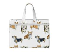 Hnnkloy Divertente modello di cane Corgi (1),Borsa portadocumenti in tela con cerniera, borsa a mano, valigetta per scuola e ufficio