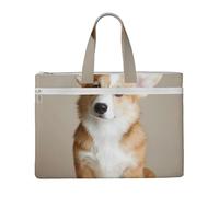 Hnnkloy Divertente modello di cane Corgi,Borsa portadocumenti in tela con cerniera, borsa a mano, valigetta per scuola e ufficio