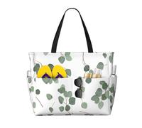 Hnnkloy Dollaro d'argento verde eucalipto,Borsa da spiaggia di grande capacità, borsa da viaggio a tracolla per donna, borsa a mano impermeabile