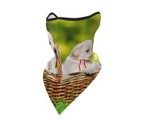 Hnnkloy Due cani in un cesto stampato,Maschera protettiva morbida per il viso, scaldacollo, mezza maschera, sciarpa, maschera sportiva