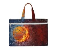 Hnnkloy Fiamme e gocce d'acqua nel basket,Borsa portadocumenti in tela con cerniera, borsa a mano, valigetta per scuola e ufficio