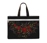 Hnnkloy Fiori Rose Westernch,Borsa portadocumenti in tela con cerniera, borsa a mano, valigetta per scuola e ufficio