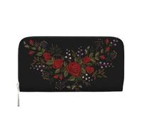 Hnnkloy Fiori Rose Westernch, Portafogli in pelle PU, grande capacità, portafoglio con pochette per uomo e donna