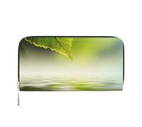 Hnnkloy Foglia verde che si riflette nell'acqua del fiume, Portafogli in pelle PU, grande capacità, portafoglio con pochette per uomo e donna