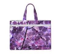 Hnnkloy Foglia viola,Borsa portadocumenti in tela con cerniera, borsa a mano, valigetta per scuola e ufficio