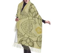 Hnnkloy Foglie di cono di luppolo per birra vintage retrò,Sciarpa da donna in finto cashmere, grande, leggera, con nappe, stile alla moda, 196x68 cm