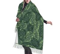 Hnnkloy Foglie di luppolo per birra d'epoca,Sciarpa da donna in finto cashmere, grande, leggera, con nappe, stile alla moda, 196x68 cm