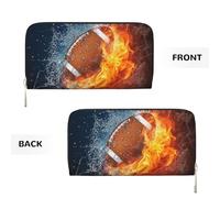 Hnnkloy Football americano nel fuoco e nell'acqua, Portafogli in pelle PU, grande capacità, portafoglio con pochette per uomo e donna